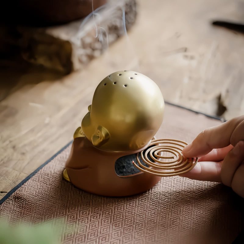 Quemador de Incienso de Buda Ríe de Arcilla Tibetano Clay Tibetan Laughing Buddha Incense Burner