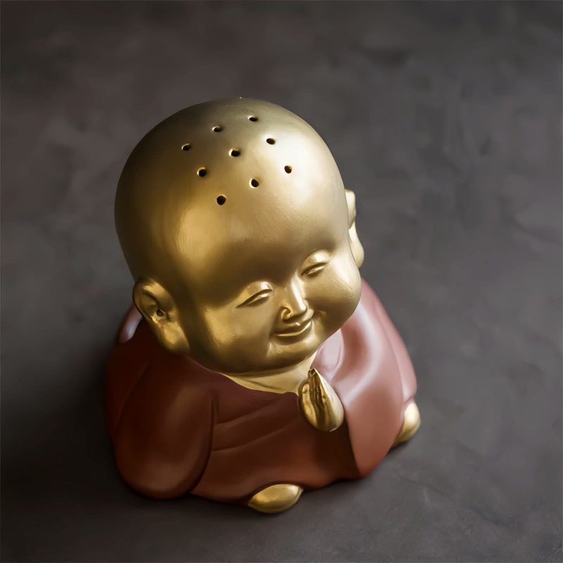 Quemador de Incienso de Buda Ríe de Arcilla Tibetano Clay Tibetan Laughing Buddha Incense Burner