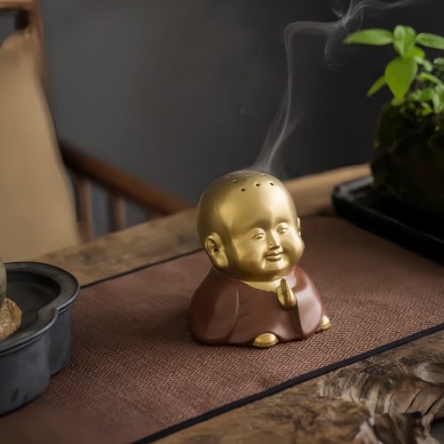 Quemador de Incienso de Buda Ríe de Arcilla Tibetano Quemador de Incienso de Buda Ríe de Arcilla Tibetano