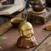 Quemador de Incienso de Buda Ríe de Arcilla Tibetano Clay Tibetan Laughing Buddha Incense Burner