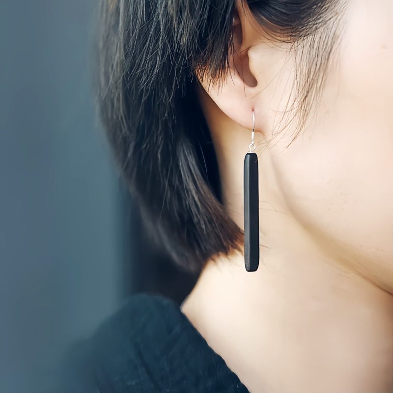 Aretes de Equilibrio y Paz, Ébano y Plata Ebony & Silver Balance Peace Earrings