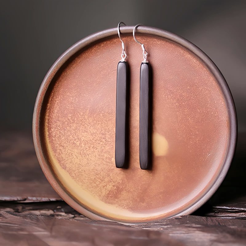 Aretes de Equilibrio y Paz, Ébano y Plata Ebony & Silver Balance Peace Earrings