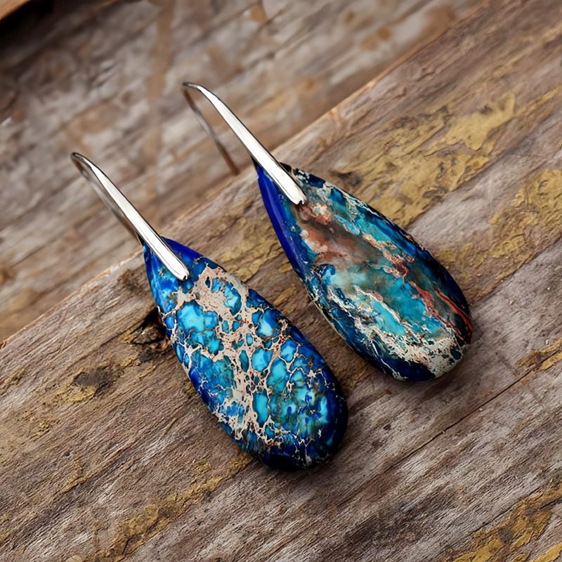 أقراط الشفاء بحجر الإمبراطور Emperor Stone Healing Earrings