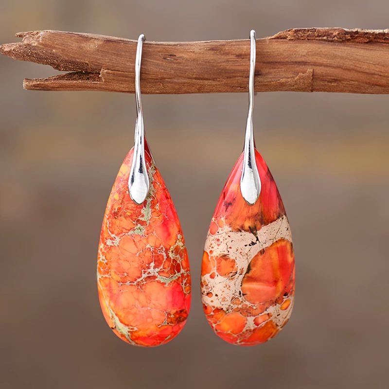 أقراط الشفاء بحجر الإمبراطور Emperor Stone Healing Earrings