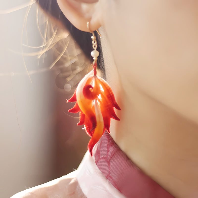 Aretes de Pluma y Flor de Terciopelo Hechos a Mano Handmade Velvet Flower Feather Earrings