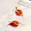 Aretes de Pluma y Flor de Terciopelo Hechos a Mano Handmade Velvet Flower Feather Earrings