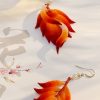 Aretes de Pluma y Flor de Terciopelo Hechos a Mano Handmade Velvet Flower Feather Earrings