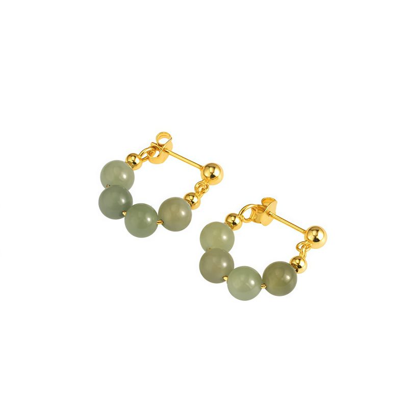 Aretes de Jade de Hetian y Abundancia en Plata 925 Hetian Jade Abundance Earrings in 925 Silver