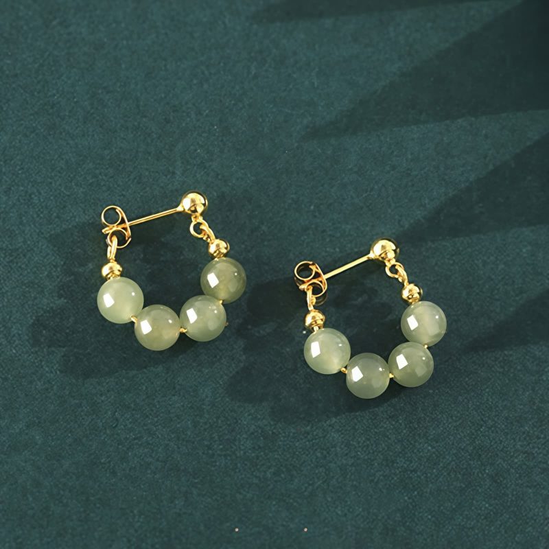 Aretes de Jade de Hetian y Abundancia en Plata 925 Hetian Jade Abundance Earrings in 925 Silver
