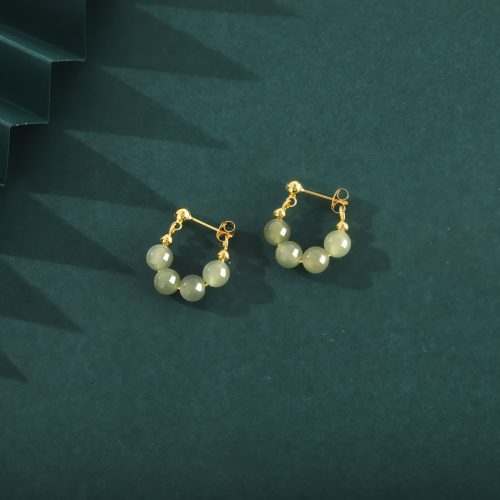 Aretes de Jade de Hetian y Abundancia en Plata 925 Aretes de Jade de Hetian y Abundancia en Plata 925