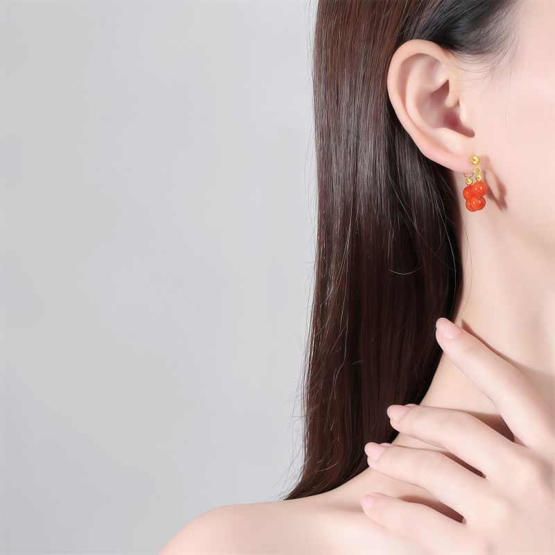 Aretes de Jade de Hetian y Abundancia en Plata 925 Hetian Jade Abundance Earrings in 925 Silver