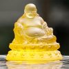 Estatua de Buda Ríe de Cristal Liuli para la Abundancia Liuli Crystal Laughing Buddha Wealth Statue
