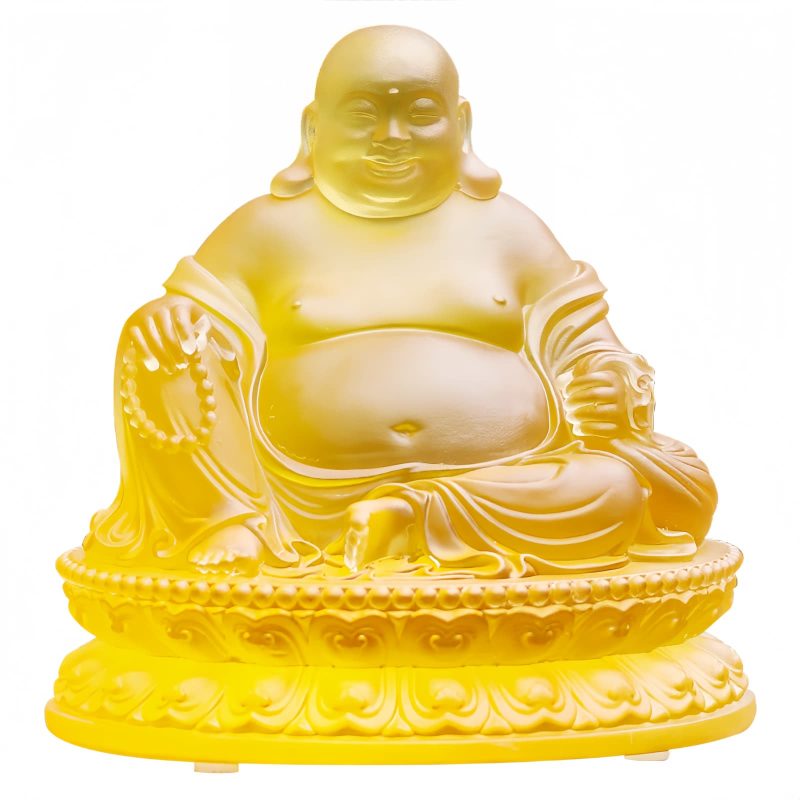 Estatua de Buda Ríe de Cristal Liuli para la Abundancia Liuli Crystal Laughing Buddha Wealth Statue