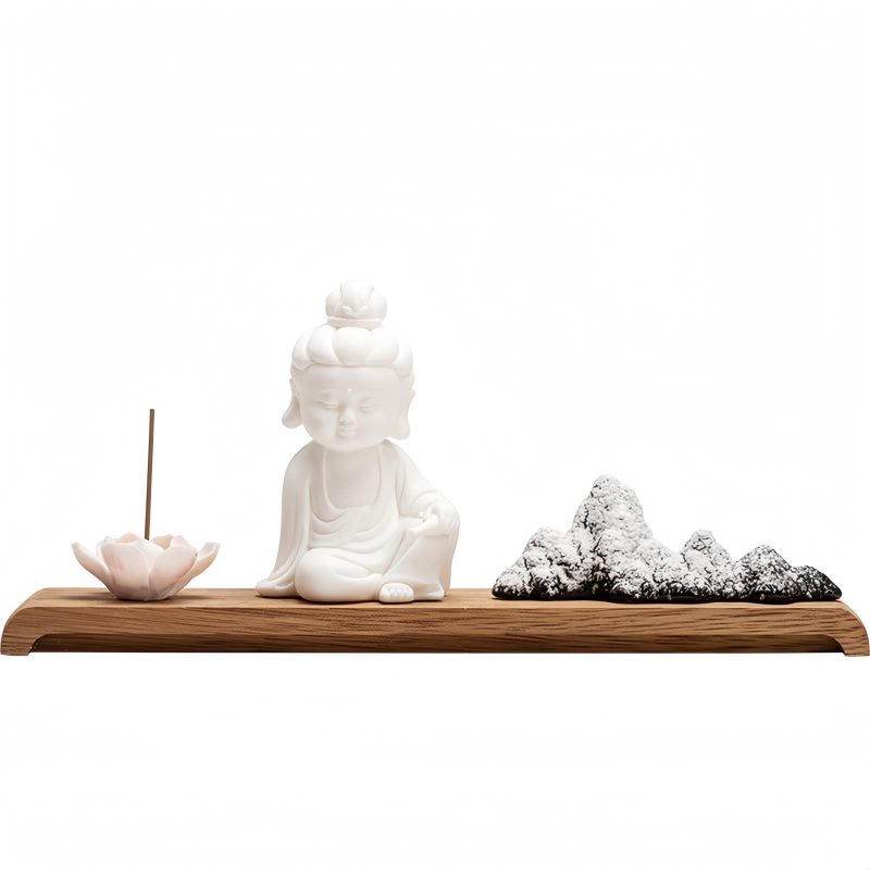 Quemador de Incienso de Loto Kwan Yin de Cerámica Lotus Kwan Yin Ceramic Incense Burner