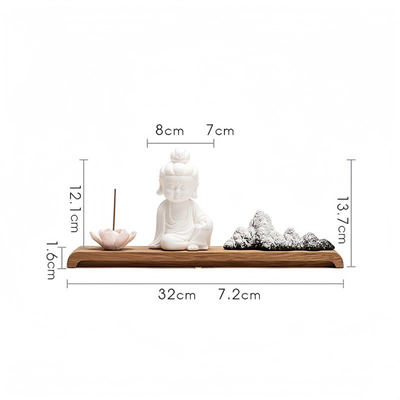 Quemador de Incienso de Loto Kwan Yin de Cerámica Lotus Kwan Yin Ceramic Incense Burner