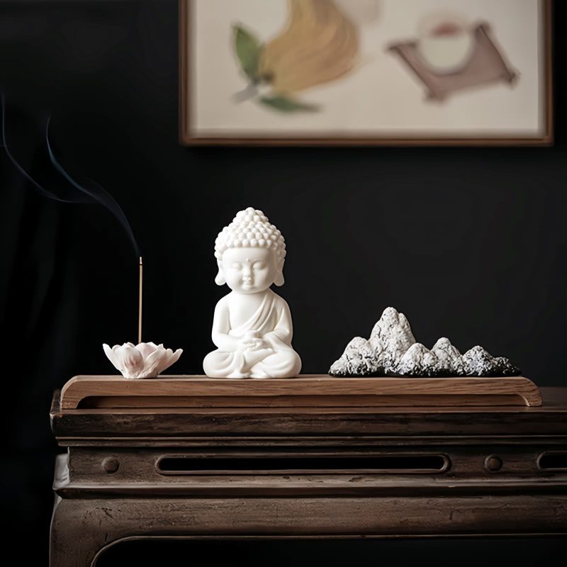 Quemador de Incienso de Loto Kwan Yin de Cerámica Lotus Kwan Yin Ceramic Incense Burner