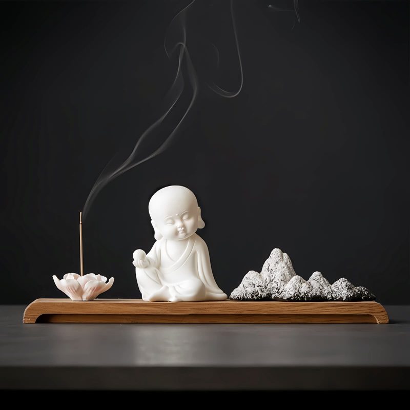 Quemador de Incienso de Loto Kwan Yin de Cerámica Lotus Kwan Yin Ceramic Incense Burner