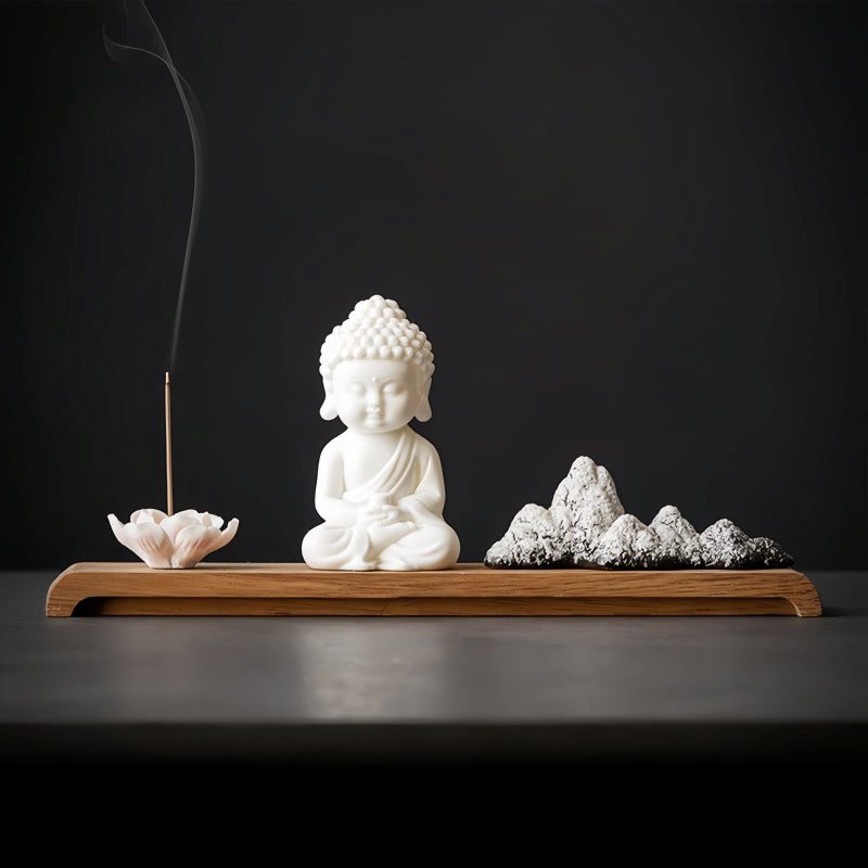 Quemador de Incienso de Loto Kwan Yin de Cerámica Lotus Kwan Yin Ceramic Incense Burner