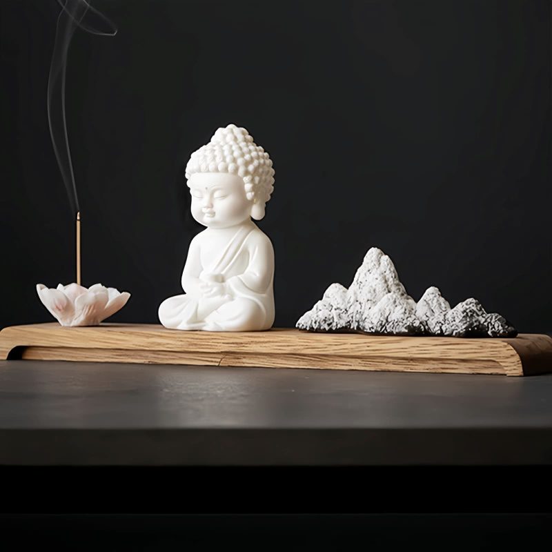 Quemador de Incienso de Loto Kwan Yin de Cerámica Lotus Kwan Yin Ceramic Incense Burner
