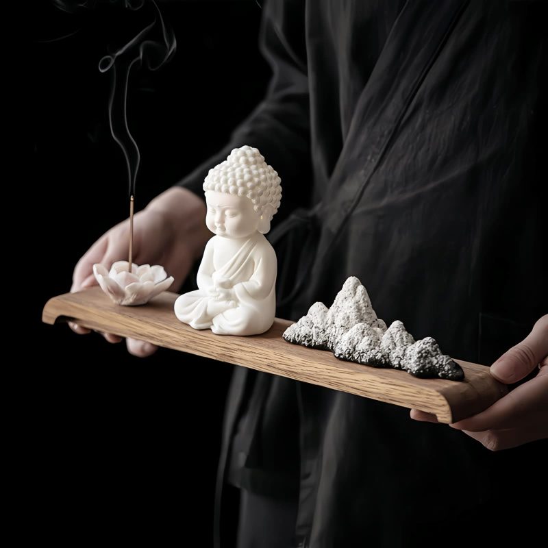 Quemador de Incienso de Loto Kwan Yin de Cerámica Lotus Kwan Yin Ceramic Incense Burner