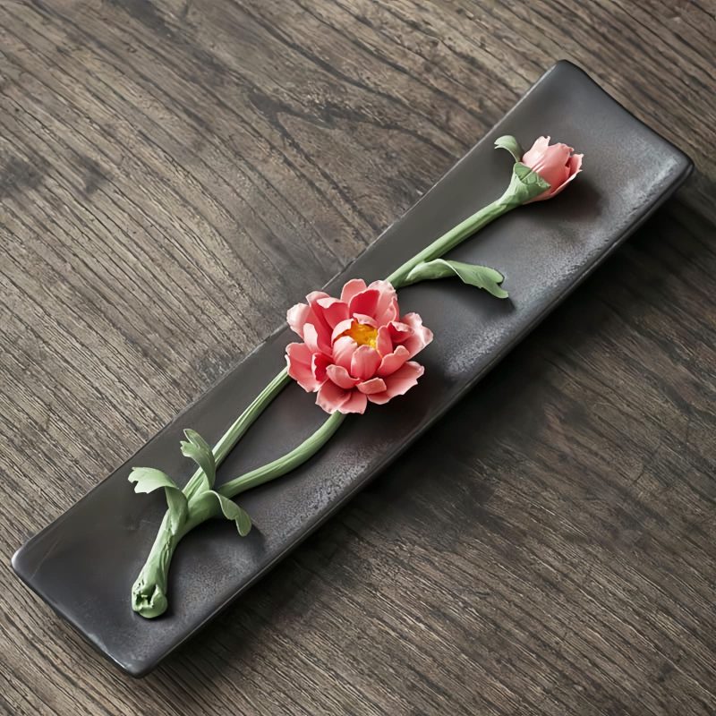 Quemador de Incienso de Loto y Peonía de Cerámica Lotus Peony Ceramic Incense Burner