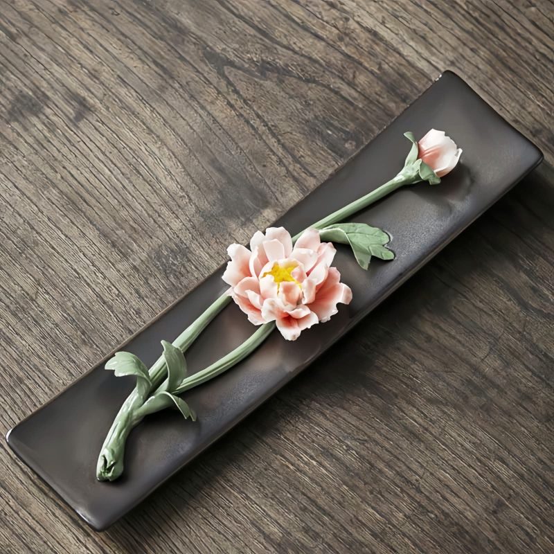 Quemador de Incienso de Loto y Peonía de Cerámica Lotus Peony Ceramic Incense Burner