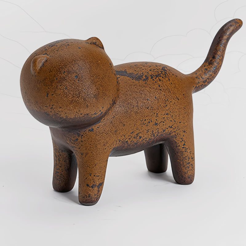 Mini Decoração de Gato de Cerâmica com Sapo de Feng Shui Mini Ceramic Cat Feng Shui Decoration
