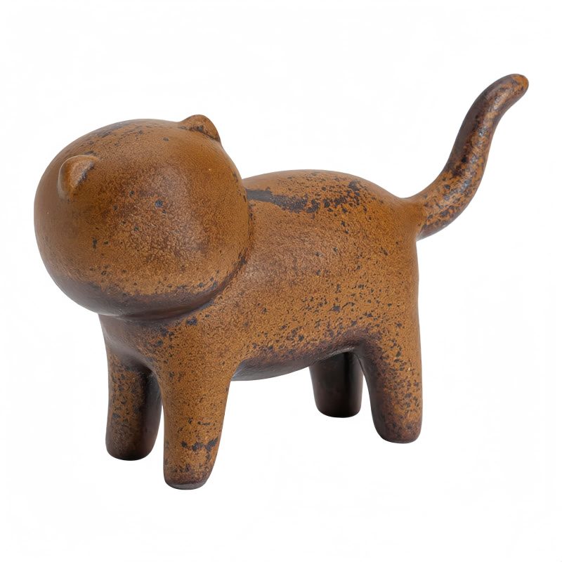 Mini Decoração de Gato de Cerâmica com Sapo de Feng Shui Mini Ceramic Cat Feng Shui Decoration