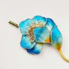 Broche de Flor Azul en Seda de Morera Mulberry Silk Blue Flower Brooch