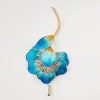 Broche de Flor Azul en Seda de Morera Mulberry Silk Blue Flower Brooch