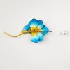 Broche de Flor Azul en Seda de Morera Mulberry Silk Blue Flower Brooch