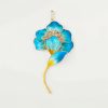 Broche de Flor Azul en Seda de Morera Mulberry Silk Blue Flower Brooch