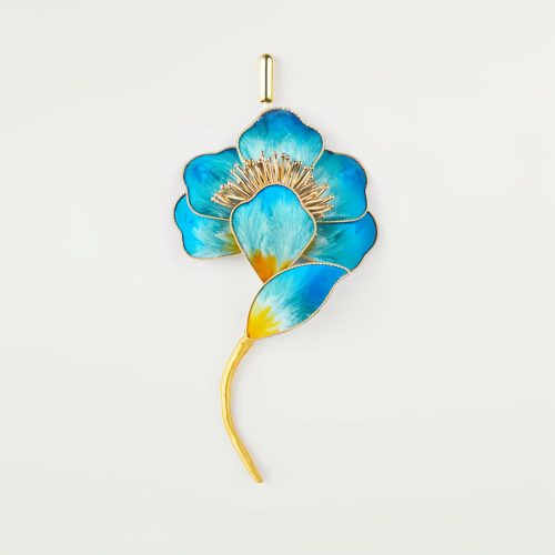 Broche de Flor Azul en Seda de Morera Broche de Flor Azul en Seda de Morera