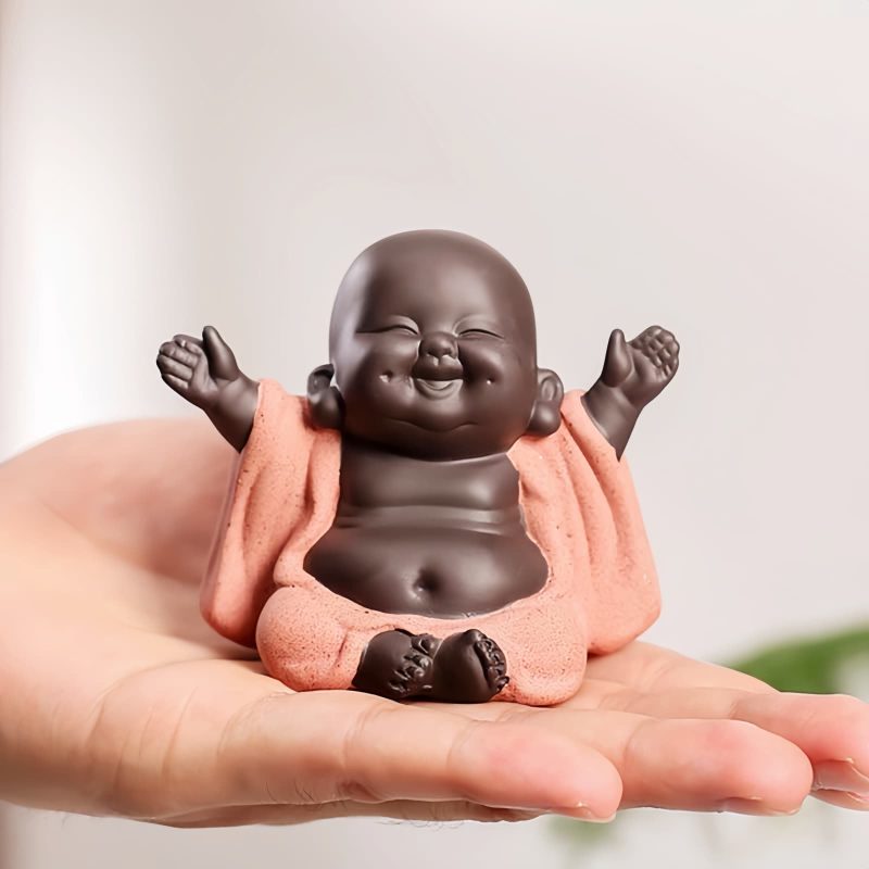 Decoración de Buda Ríe de Arcilla Morada Maitreya Purple Clay Maitreya Laughing Buddha Decoration