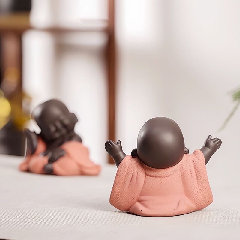 Decoración de Buda Ríe de Arcilla Morada Maitreya Purple Clay Maitreya Laughing Buddha Decoration