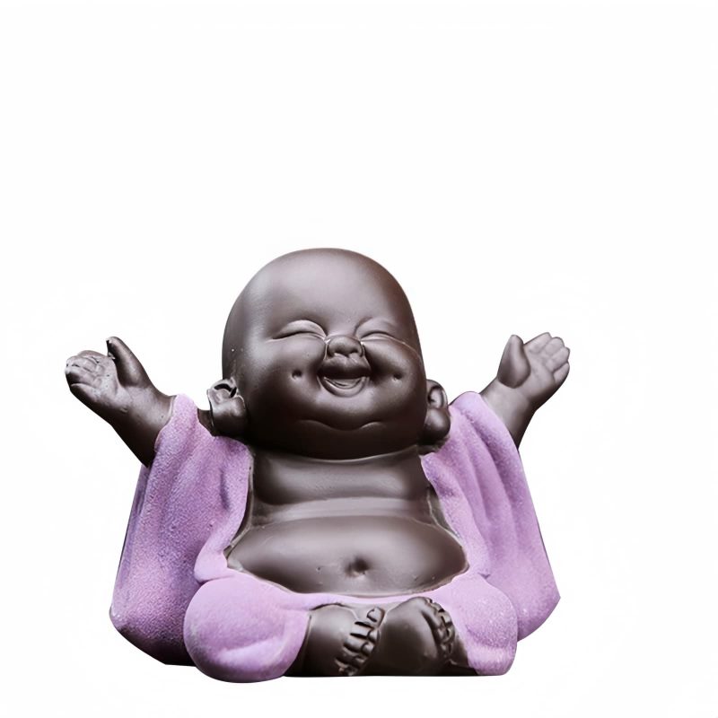 Decoración de Buda Ríe de Arcilla Morada Maitreya Purple Clay Maitreya Laughing Buddha Decoration