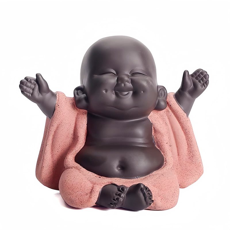 Decoración de Buda Ríe de Arcilla Morada Maitreya Purple Clay Maitreya Laughing Buddha Decoration