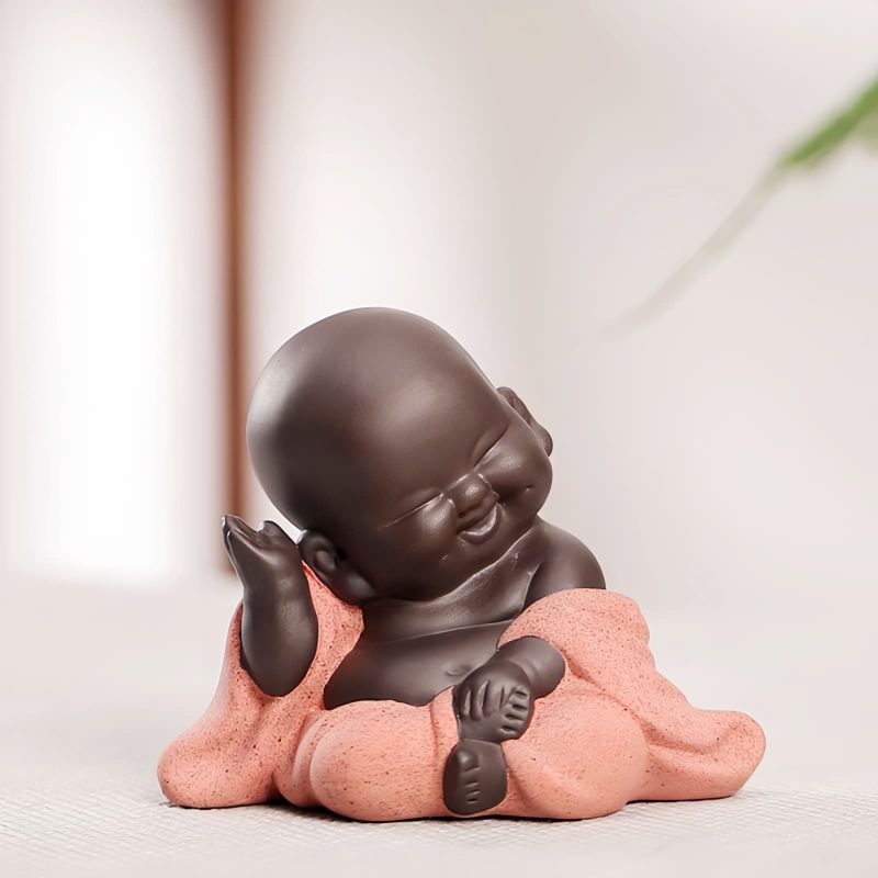 Decoración de Buda Ríe de Arcilla Morada Maitreya Purple Clay Maitreya Laughing Buddha Decoration