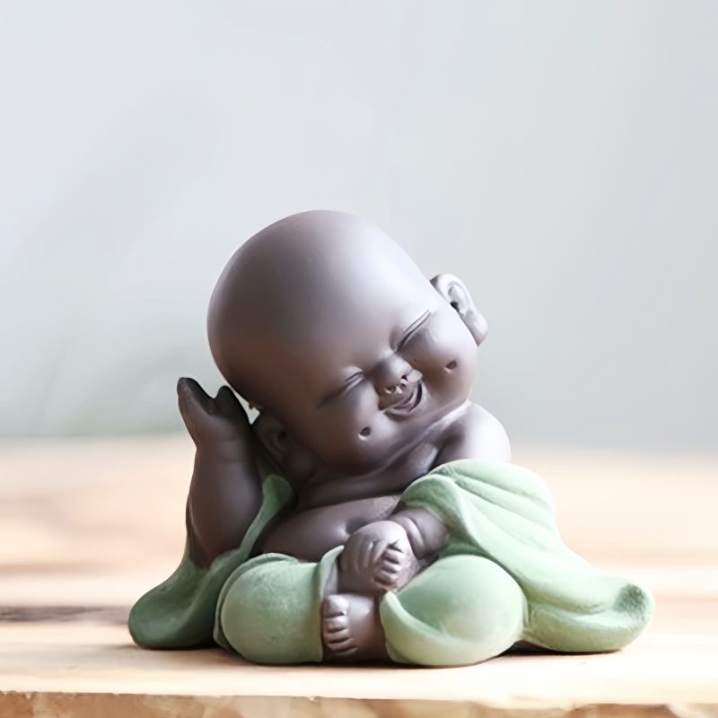 Decoración de Buda Ríe de Arcilla Morada Maitreya Purple Clay Maitreya Laughing Buddha Decoration
