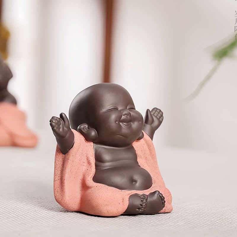Decoración de Buda Ríe de Arcilla Morada Maitreya Purple Clay Maitreya Laughing Buddha Decoration