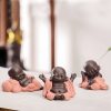 Decoración de Buda Ríe de Arcilla Morada Maitreya Purple Clay Maitreya Laughing Buddha Decoration