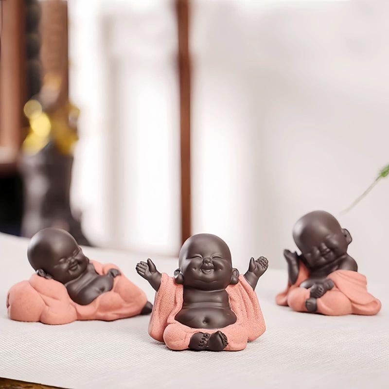 Decoración de Buda Ríe de Arcilla Morada Maitreya Purple Clay Maitreya Laughing Buddha Decoration
