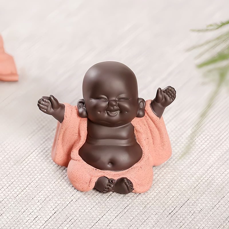 Decoración de Buda Ríe de Arcilla Morada Maitreya Purple Clay Maitreya Laughing Buddha Decoration