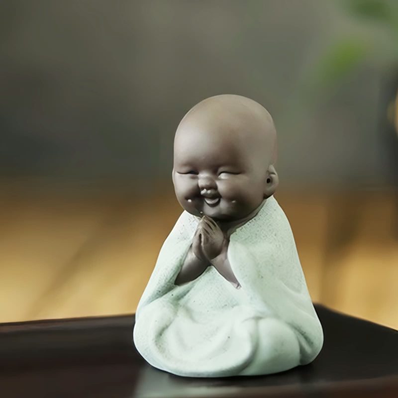 Decoración de Buda Ríe de Arcilla Morada Maitreya Purple Clay Maitreya Laughing Buddha Decoration