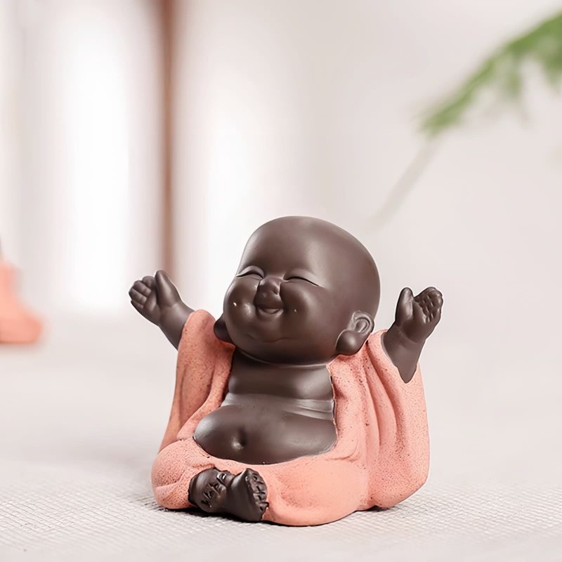 Decoración de Buda Ríe de Arcilla Morada Maitreya Purple Clay Maitreya Laughing Buddha Decoration