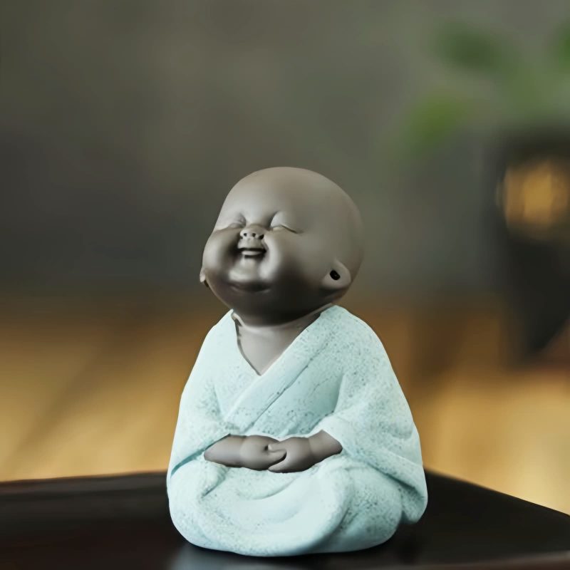 Decoración de Buda Ríe de Arcilla Morada Maitreya Purple Clay Maitreya Laughing Buddha Decoration