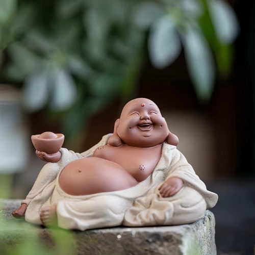 Estatua de Buda Maitreya de Arcilla Morada para la Riqueza Estatua de Buda Maitreya de Arcilla Morada para la Riqueza