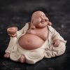 Estatua de Buda Maitreya de Arcilla Morada para la Riqueza Purple Clay Maitreya Wealth Buddha Statue
