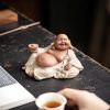Estatua de Buda Maitreya de Arcilla Morada para la Riqueza Purple Clay Maitreya Wealth Buddha Statue