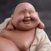 Estatua de Buda Maitreya de Arcilla Morada para la Riqueza Purple Clay Maitreya Wealth Buddha Statue
